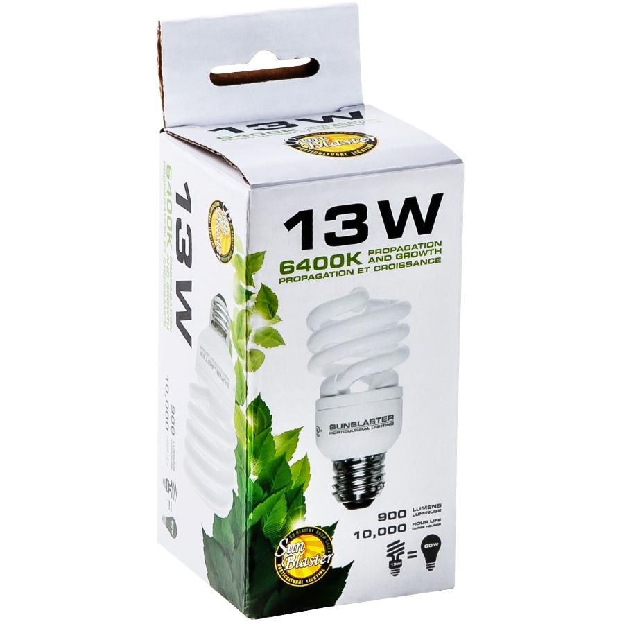 Grow Light Bulb, Sunblaster 13W CFL 6400K Bulb - Floral Acres Greenhouse & Garden Centre